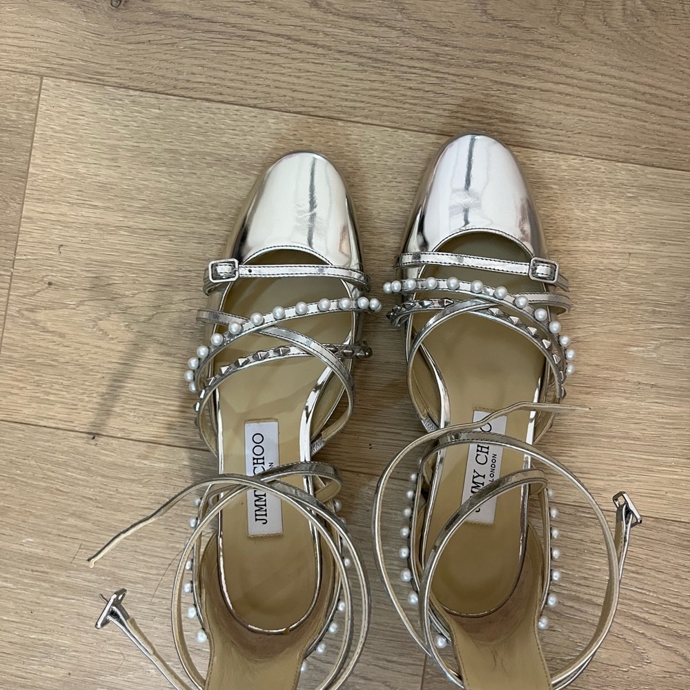 Jimmy Choo Silver Ballet Flats